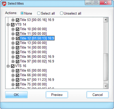 select episodes, audio tracks and subtitles from an episodic DVD