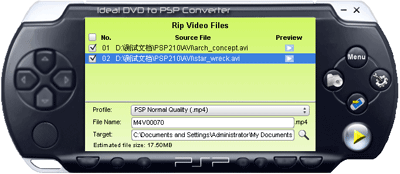 Convert any types of avi file including xvid and divx format to psp format